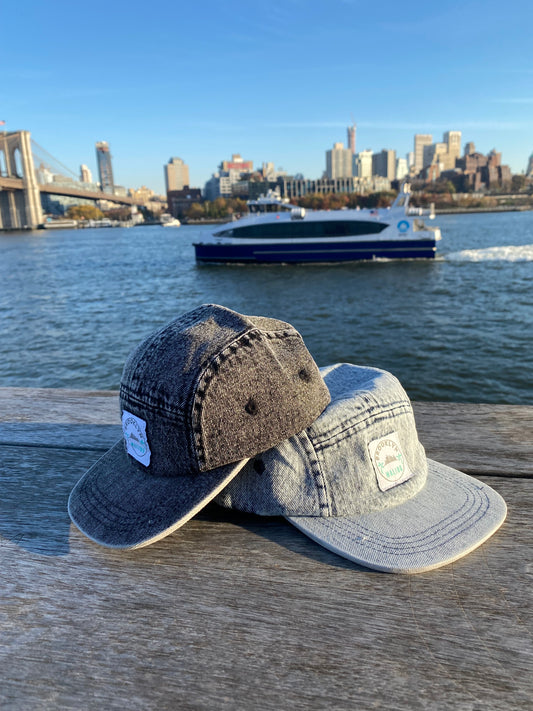 JAX Distressed Denim 5-panel Camp Hats Snapback (Kids Size)