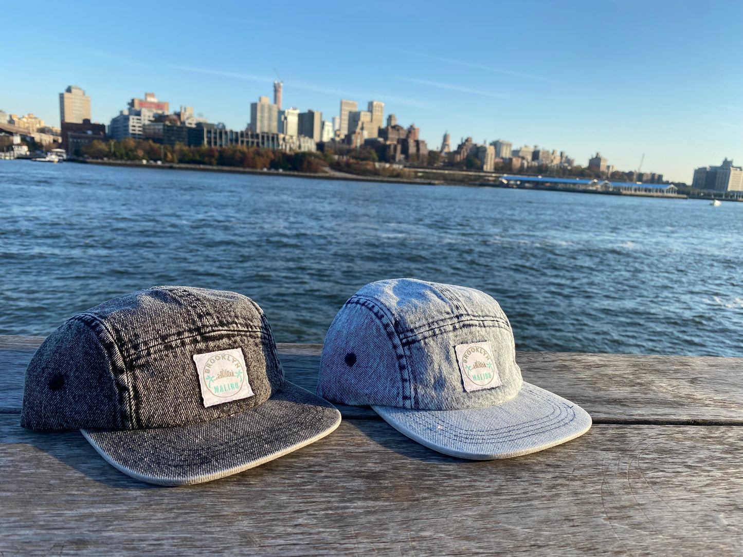 JAX Distressed Denim 5-panel Camp Hats Snapback (Kids Size)