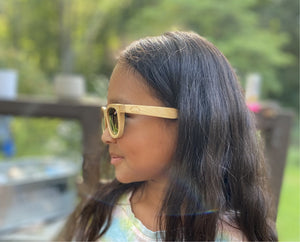 JAXON Eco-friendly Polarized Bamboo Sunglasses for Kids (includes FREE bamboo sunglass case)