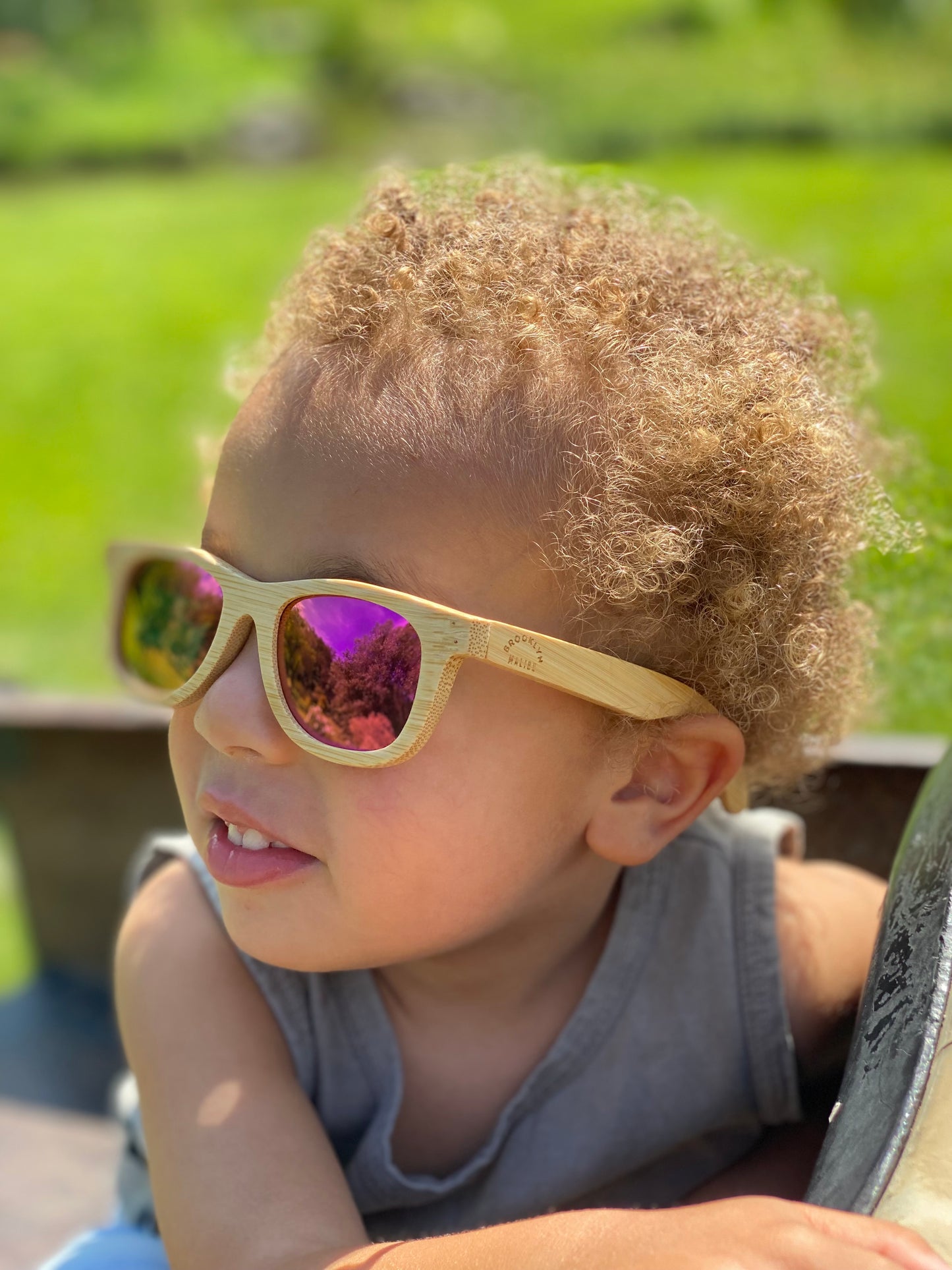 JAXON Eco-friendly Polarized Bamboo Sunglasses for Kids (includes FREE bamboo sunglass case)