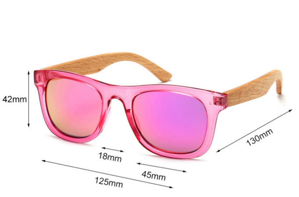 LANDEN Retro Polarized Bamboo Wood Sunglasses KIDS