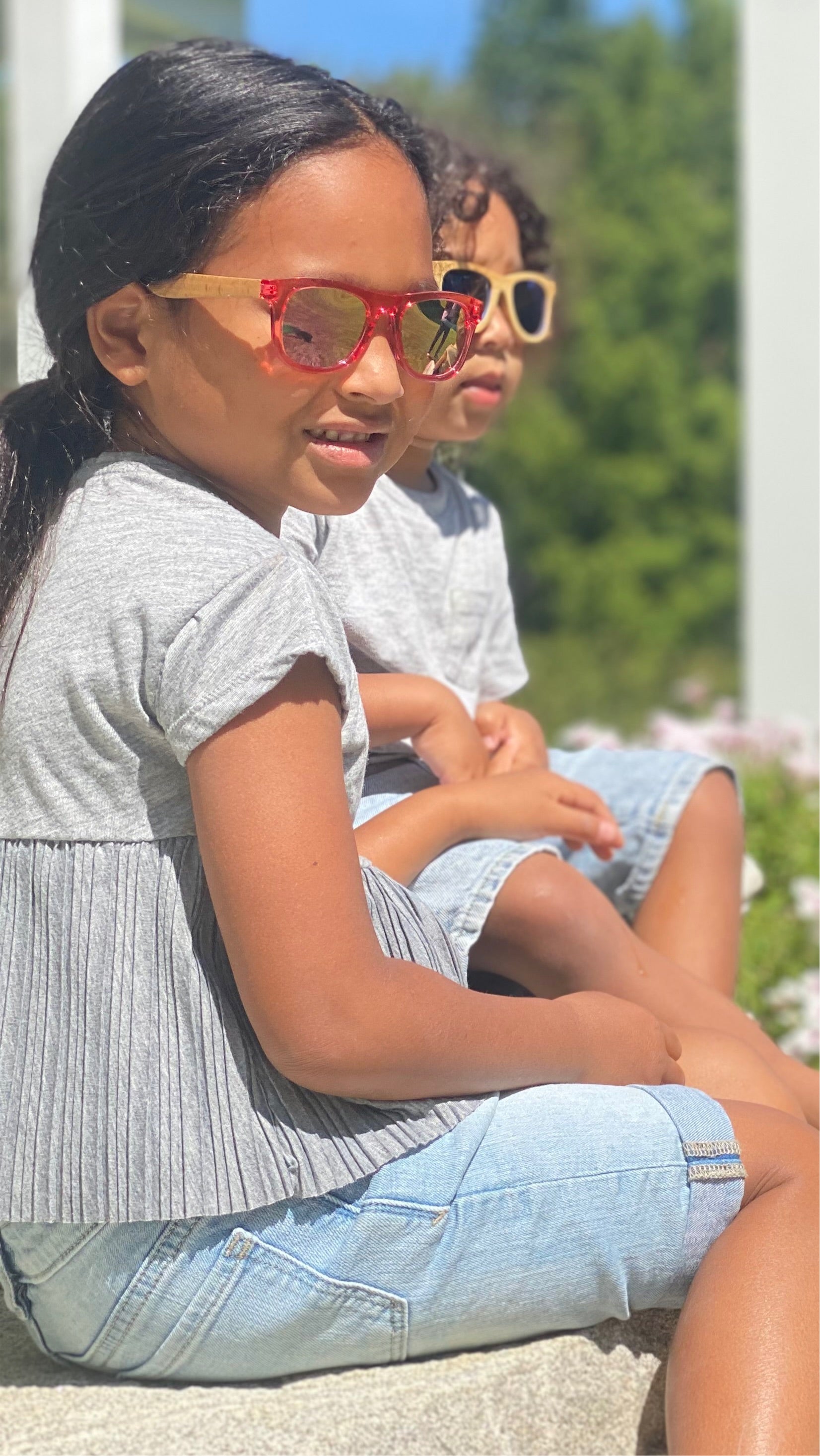 LANDEN Retro Polarized Bamboo Wood Sunglasses KIDS