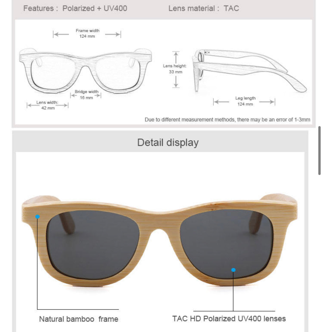 JAXON Eco-friendly Polarized Bamboo Sunglasses for Kids (includes FREE bamboo sunglass case)